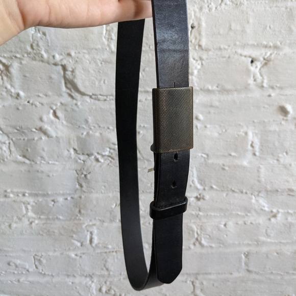 Y2K Vintage Black Leather Burnished Bronze Buckle - Picture 3 of 4